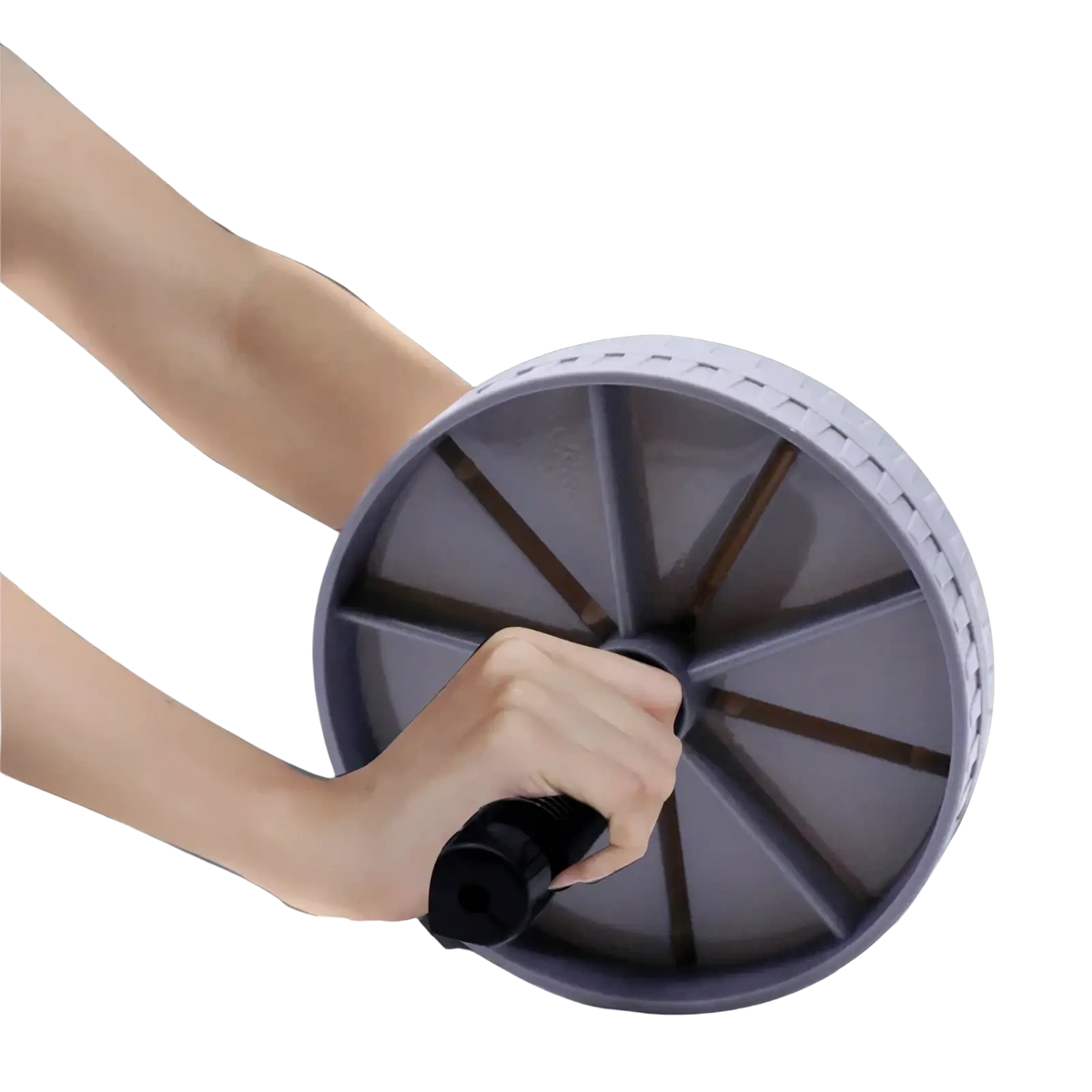 Abdominal exercise wheel silent ab roller with gray and black textured grip handle for core workout stability