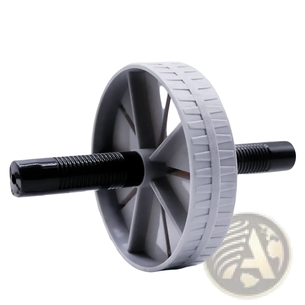 Gray and black abdominal exercise wheel silent ab roller with textured grip surface for core strengthening exercises