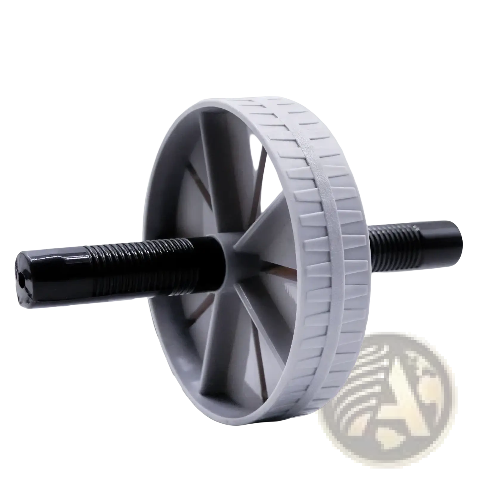 Gray and black abdominal exercise wheel silent ab roller with textured grip surface for core strengthening exercises