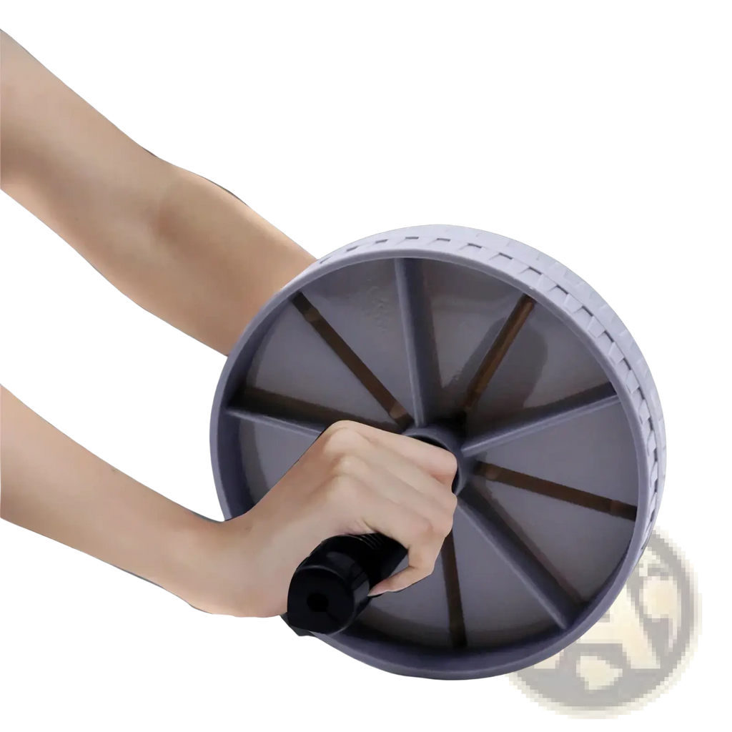 Abdominal exercise wheel silent ab roller with gray and black textured grip handle for core workout stability