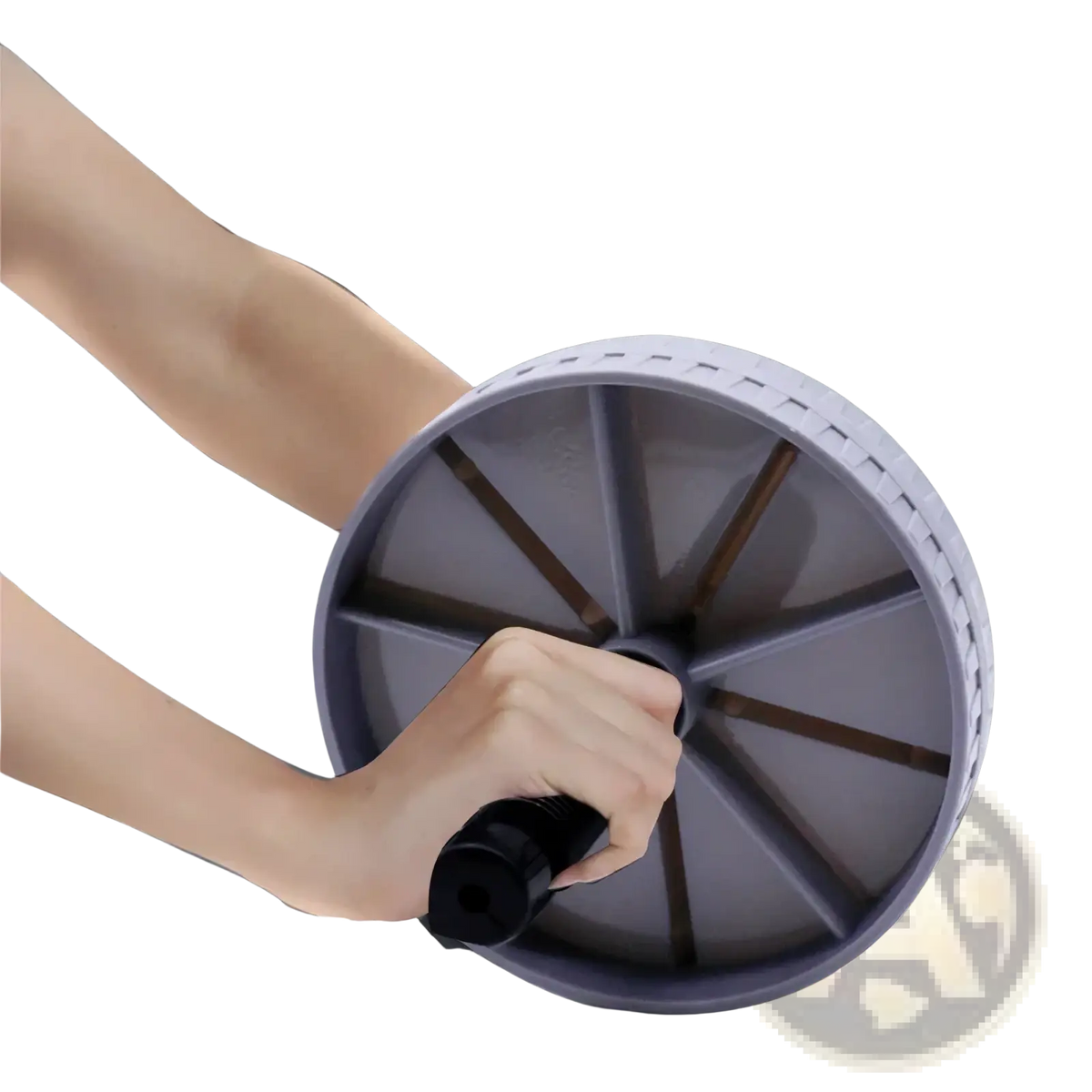 Abdominal exercise wheel silent ab roller with gray and black textured grip handle for core workout stability