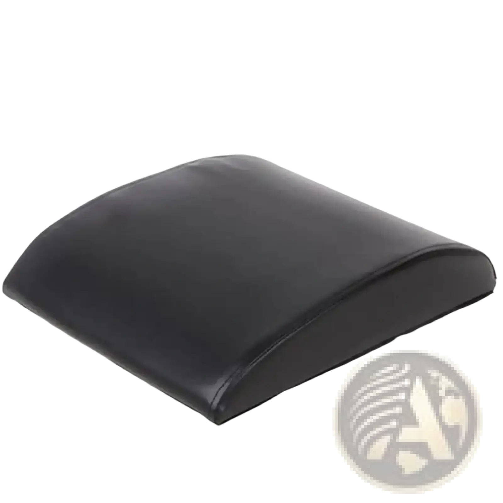 Black curved abdominal mat back support cushion with smooth padded surface for core workouts