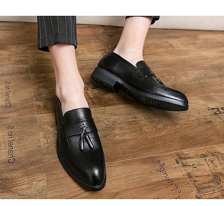 Mocassins en cuir à gland poli pour hommes