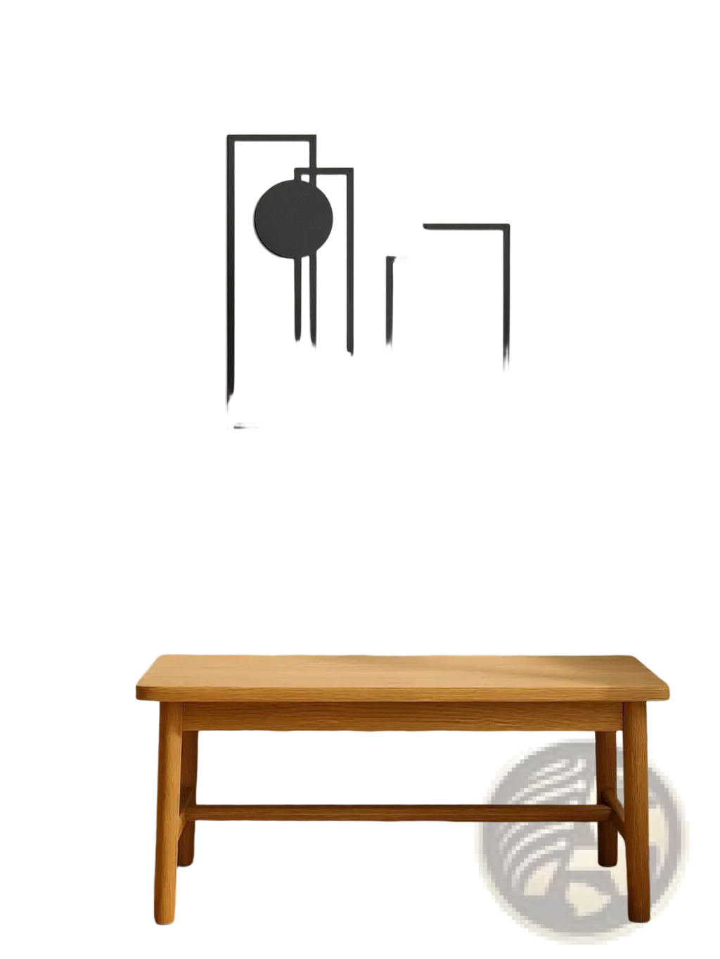 Abstract geometric metal wall art 2 piece set featuring black metal with rectangular and circular shapes
