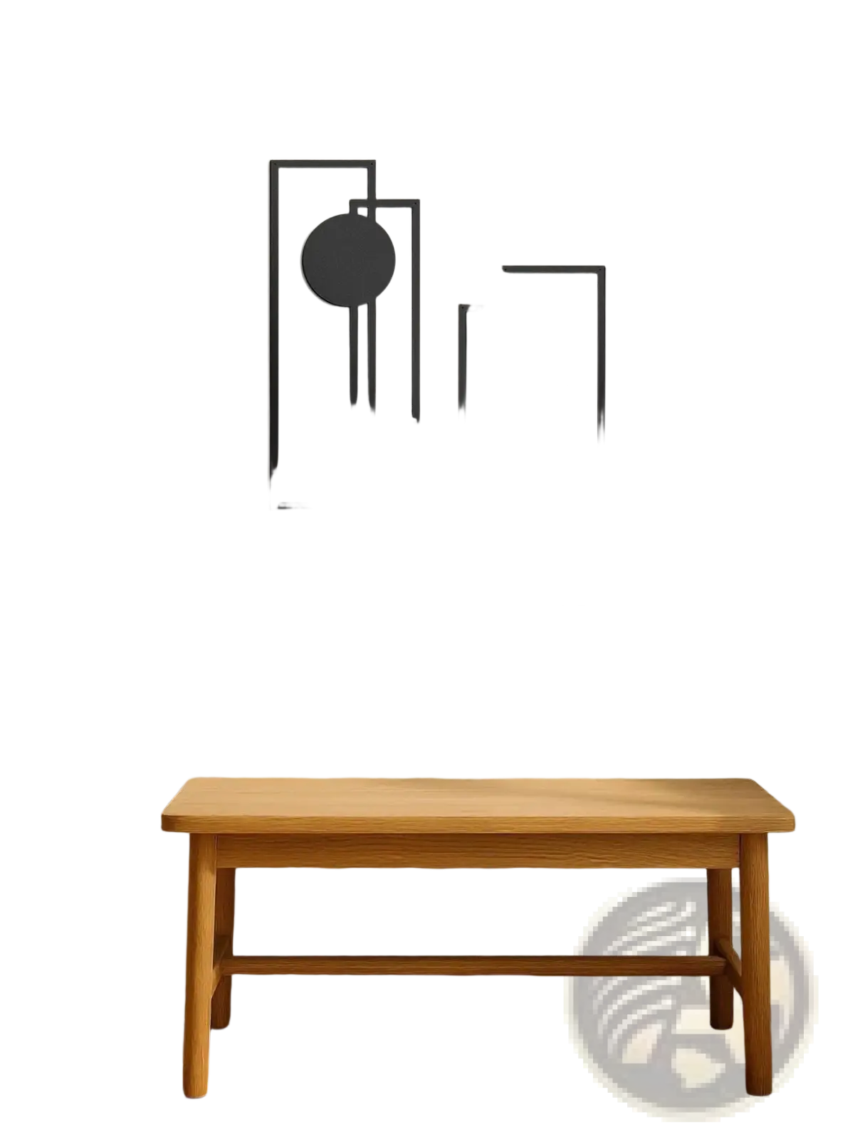 Abstract geometric metal wall art 2 piece set featuring black metal with rectangular and circular shapes