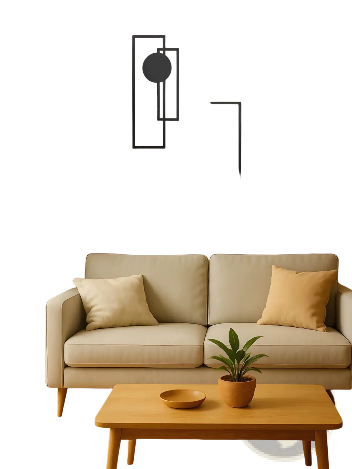 Abstract geometric metal wall art 2 piece set featuring black overlapping rectangular frames with circular accents