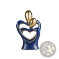 Blue and gold ceramic abstract heart figurine featuring two figures, ideal for modern home decor