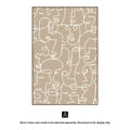 Beige abstract face art print with white line drawings on earthy tone canvas mural wall art for home decor