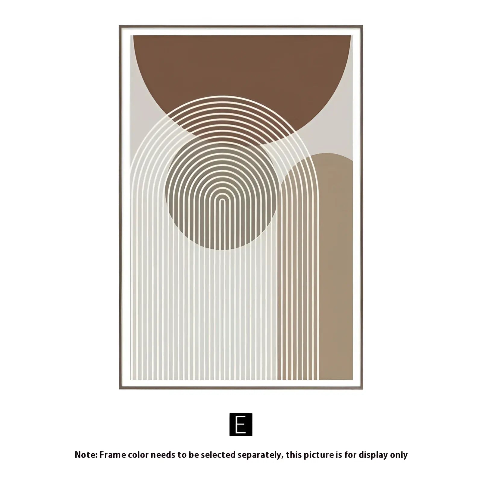 Modern abstract wall art canvas print featuring concentric curved lines in earthy brown beige and cream tones