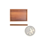 Rectangular acacia wood serving tray with a smooth natural finish hand polished measuring 23cm by 16cm