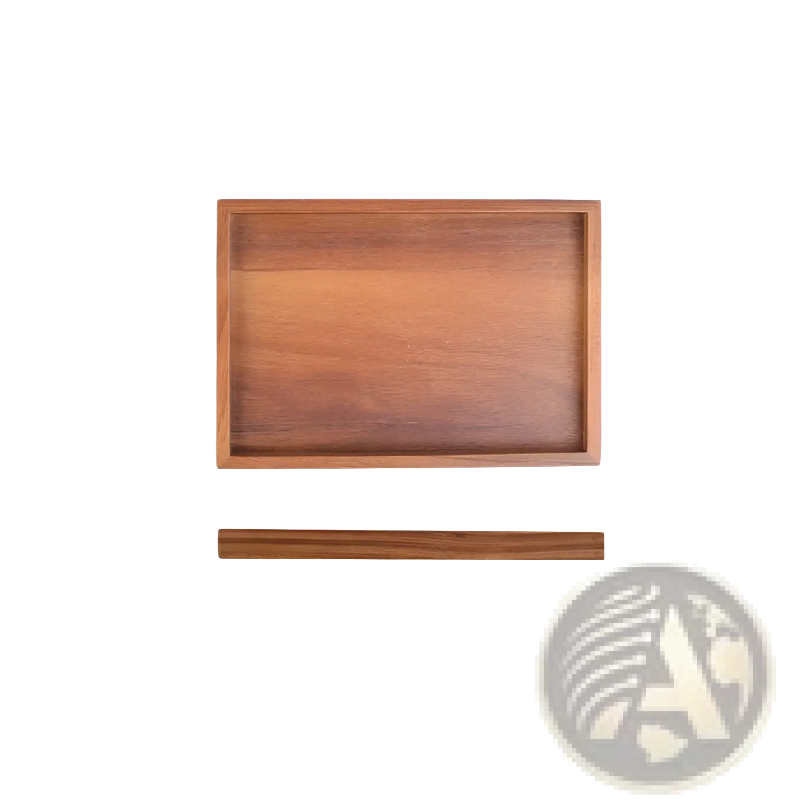 Rectangular acacia wood serving tray with a smooth natural finish hand polished measuring 23cm by 16cm