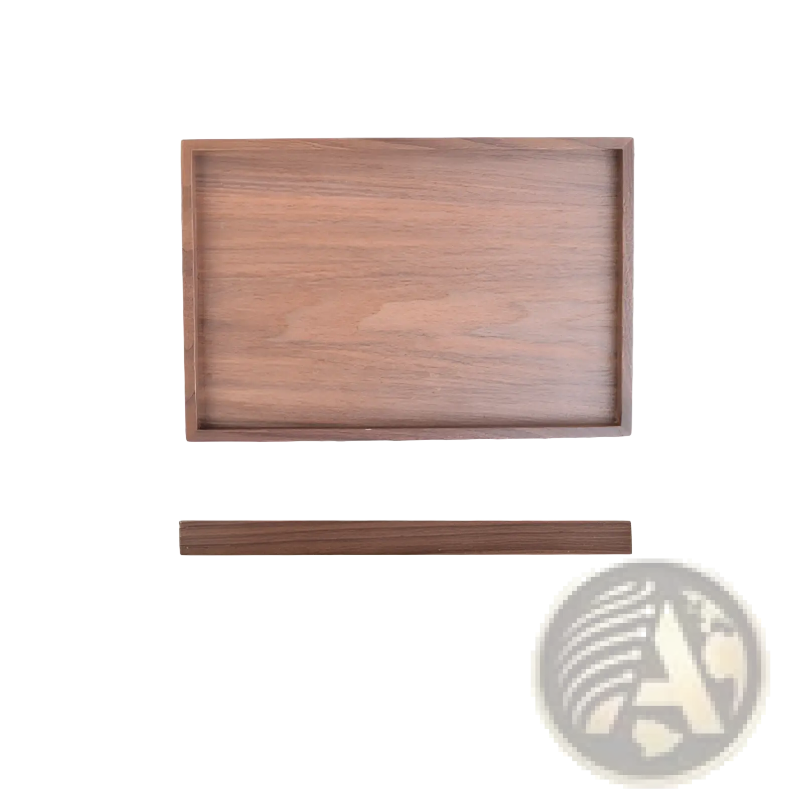 Acacia wood rectangular serving tray with smooth natural wood grain finish measuring 30.5cm by 20.5cm by 2.5cm