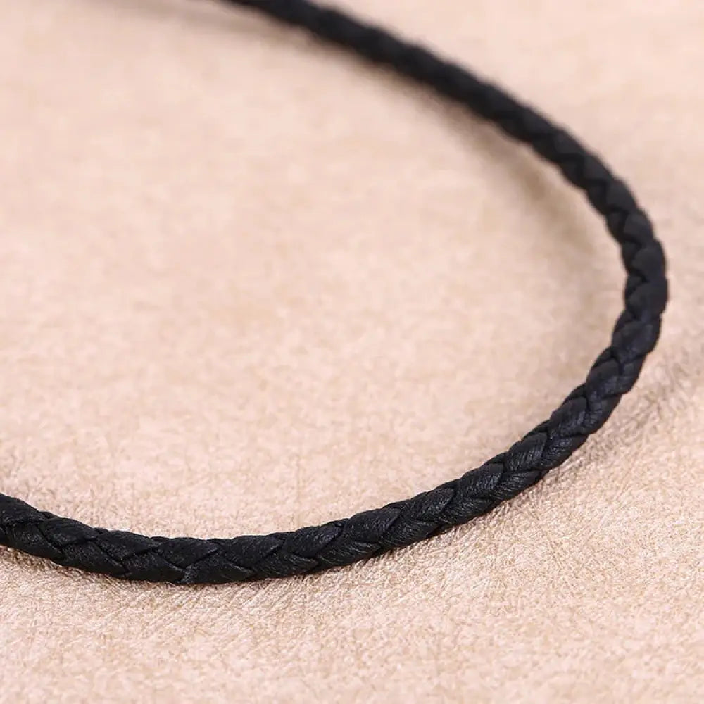 Black braided leather cord necklace made of decorative rope for diy fashion projects and accessories