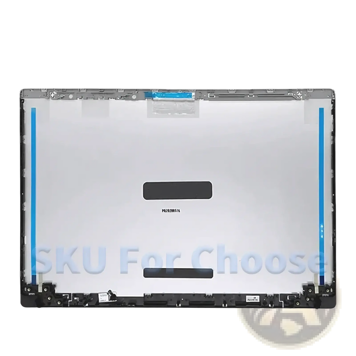 Back panel of silver acer aspire 5 a515 replacement laptop housing case with black trim and blue adhesive strips