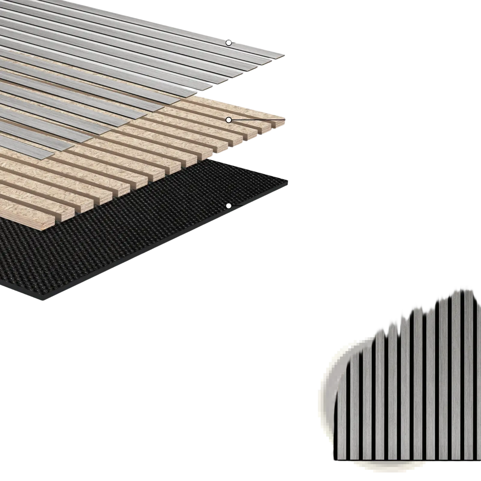 Gray wood veneer acoustic wood slat wall panels 24x24 with p2 grade mdf core and polyester fiber backing 4 pack