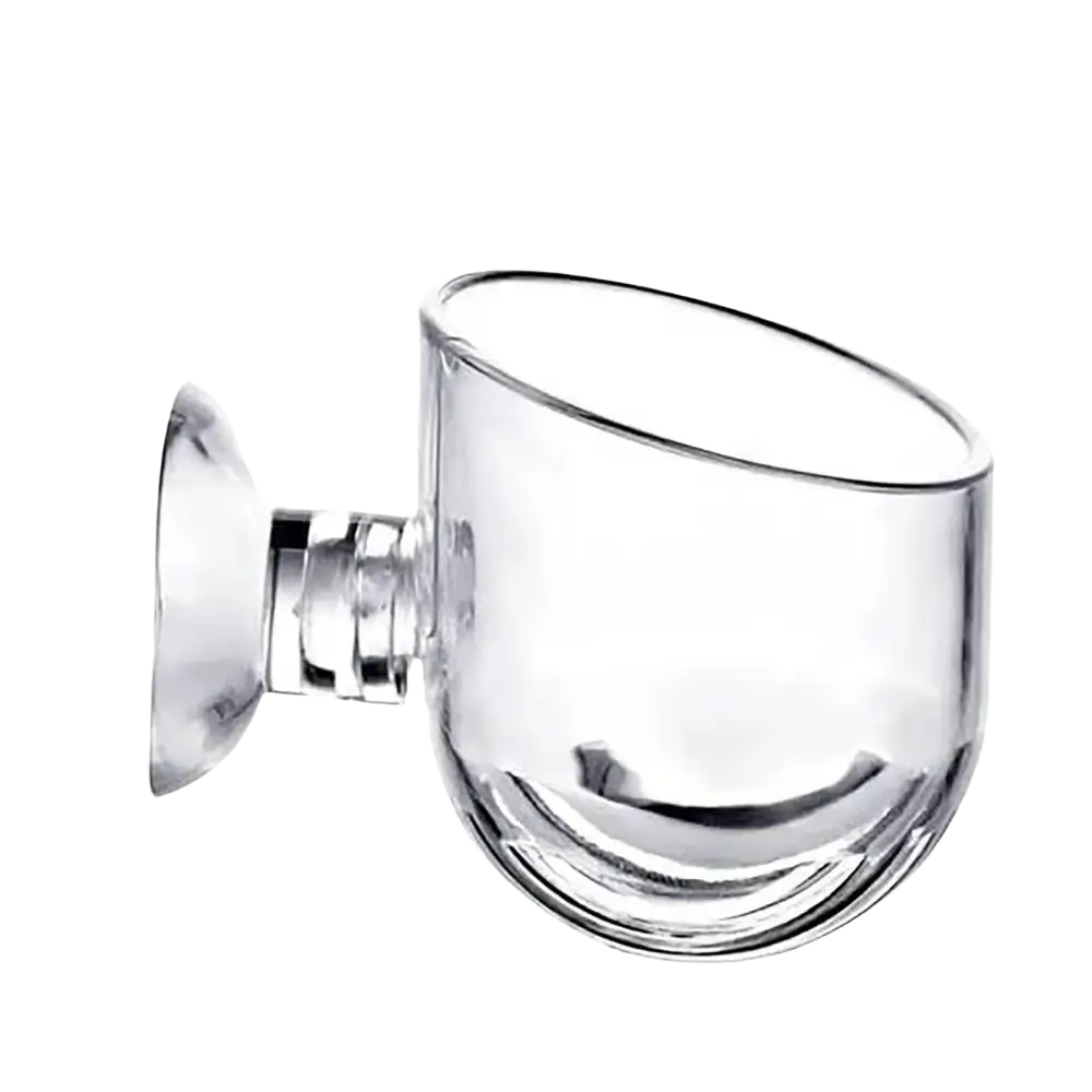 Clear acrylic aquatic plant cup with suction holder measuring 1.5 inches wide and 1.57 inches tall