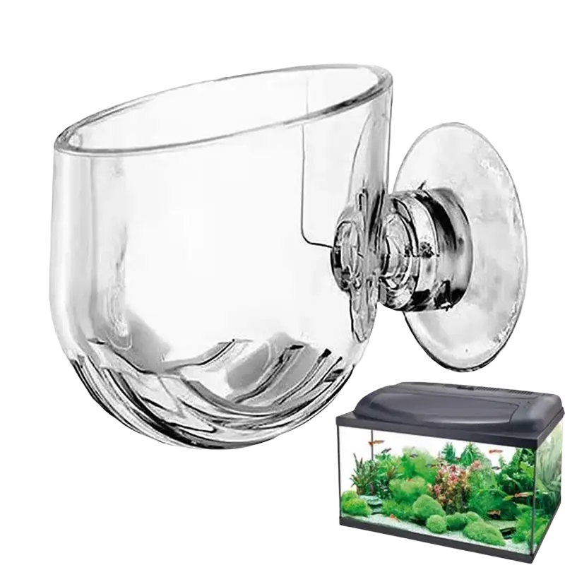 Clear glass acrylic aquatic plant cup with suction holder for secure attachment in aquarium use