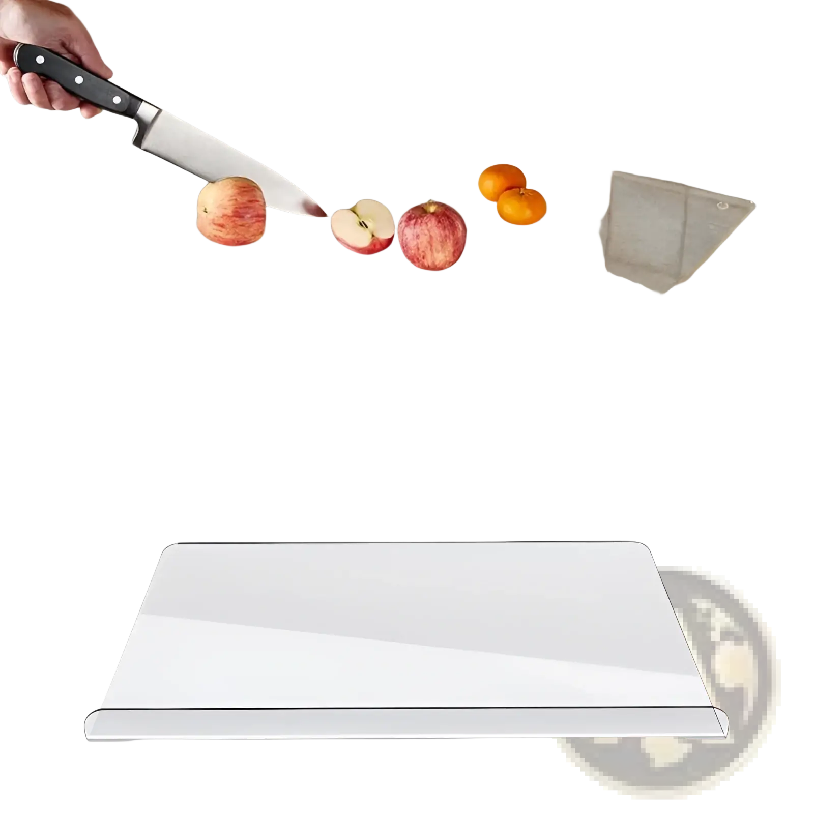 Clear acrylic cutting board with smooth transparent surface rounded edges non slip clear kitchen mat
