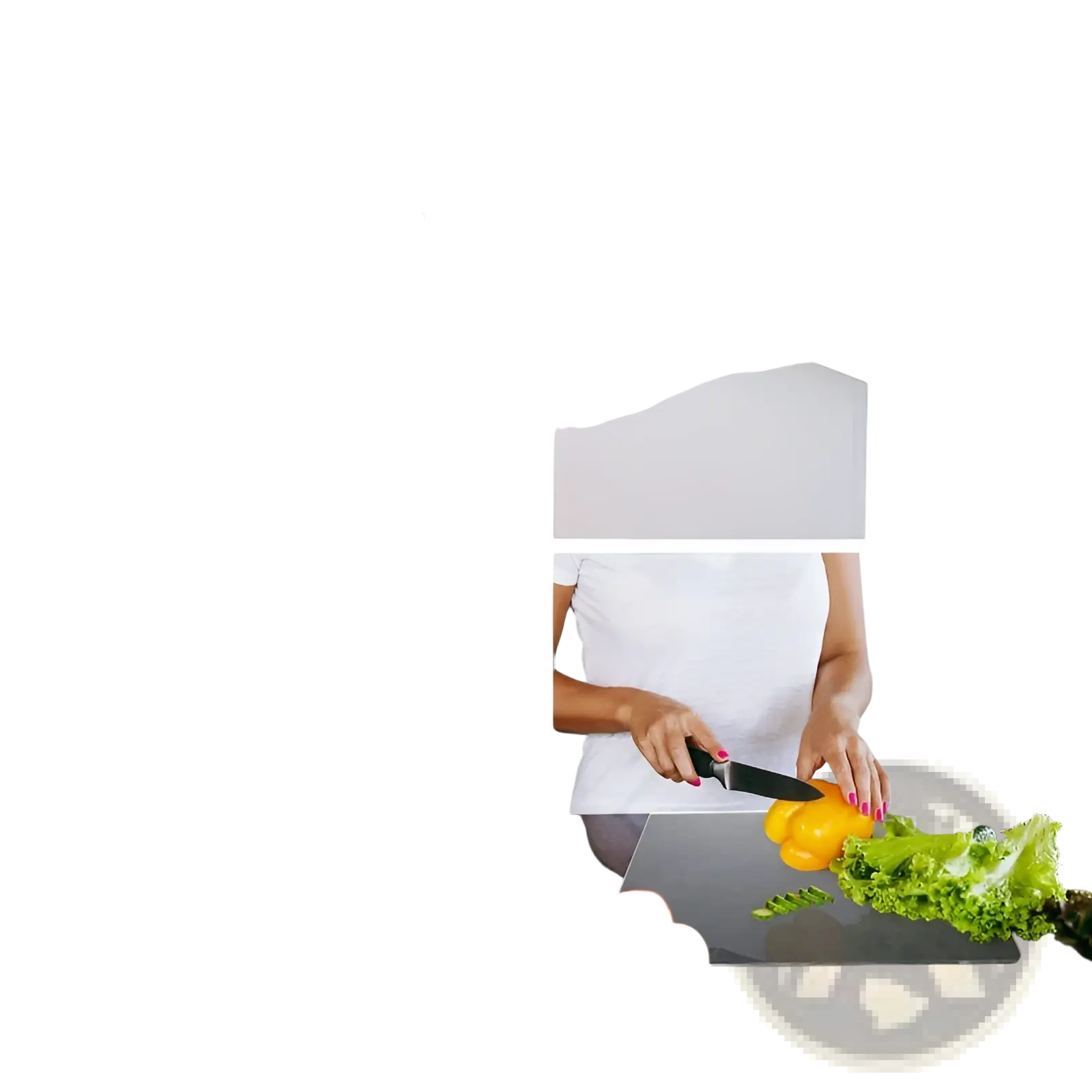 Clear rectangular acrylic cutting board with smooth surface and slightly raised edges non slip kitchen mat