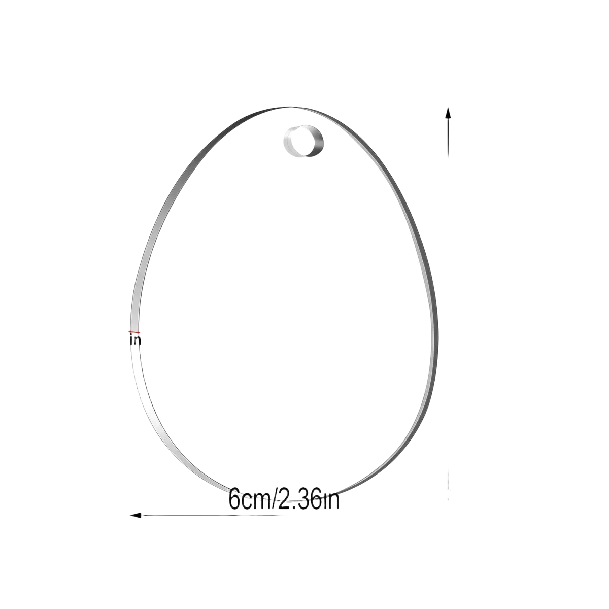 Silver metallic hoop with circular cutout and measurement markings for acrylic easter egg blank ornaments pack