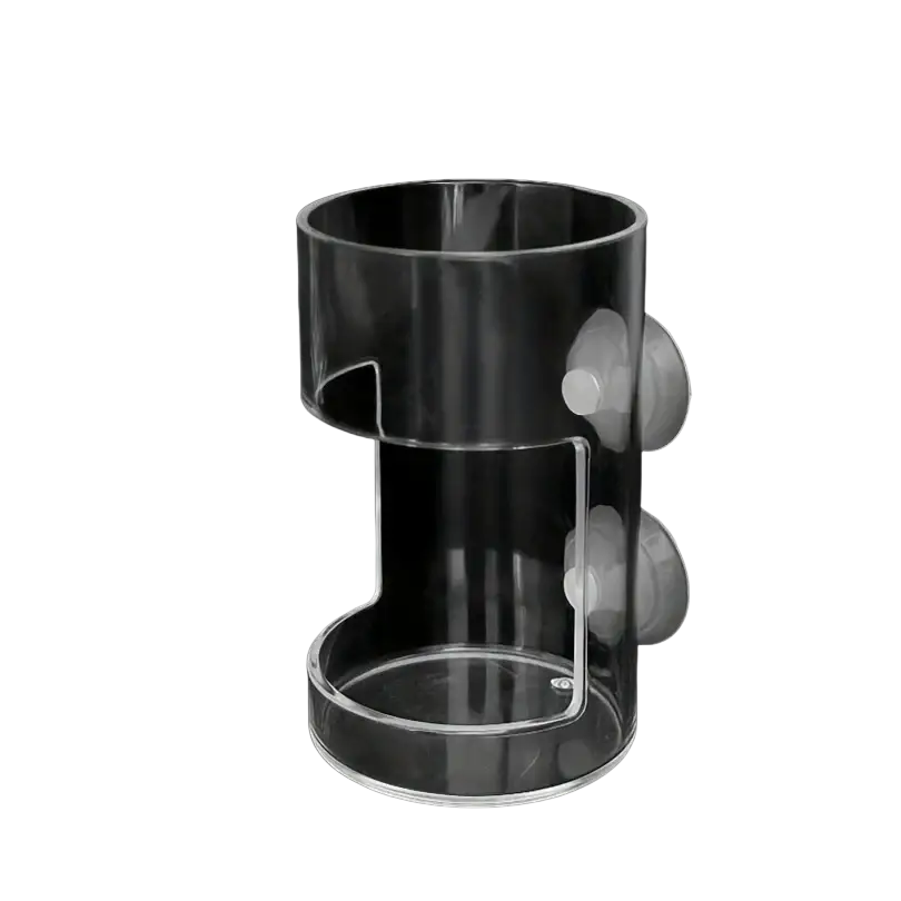 Clear acrylic floating fish feeder ring with two suction cups for wall mounting in transparent material