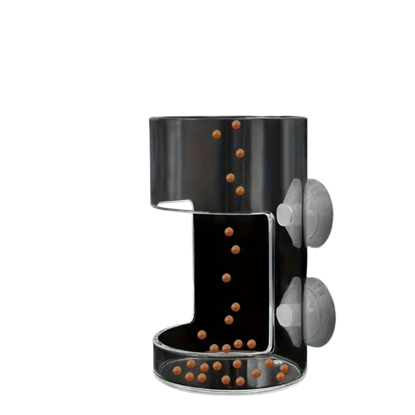 Clear acrylic floating fish feeder ring with two suction cups for easy aquarium attachment and feeding