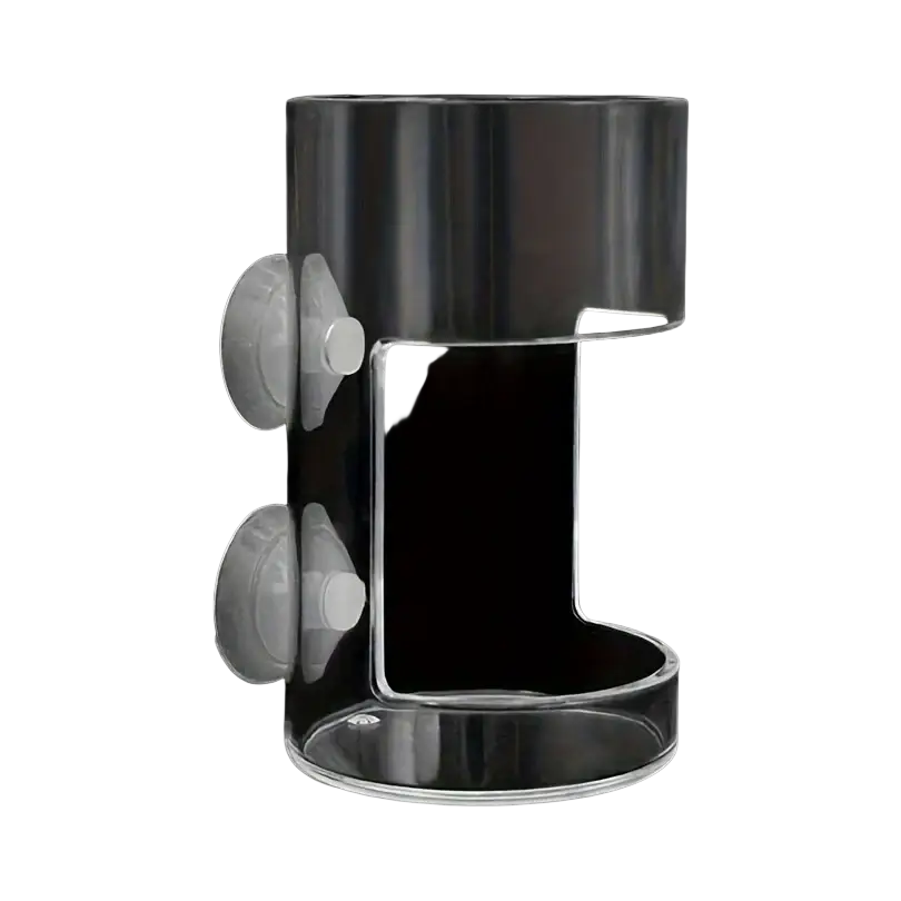 Clear acrylic floating fish feeder ring with two transparent suction cups for wall mounting in bathroom or aquarium use