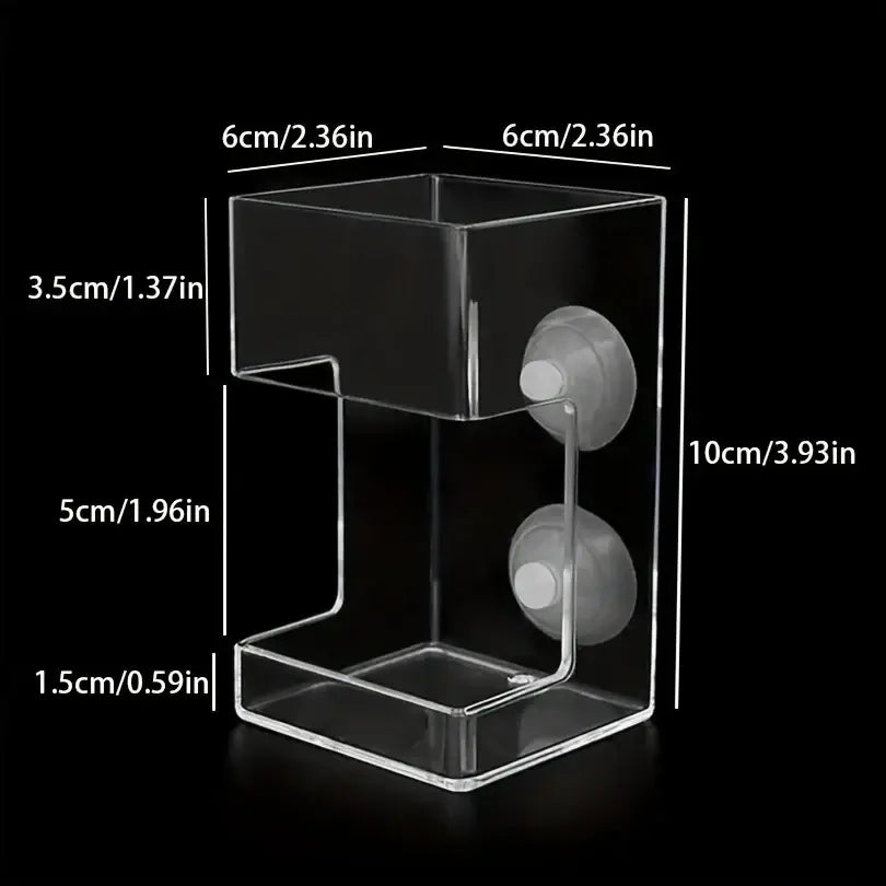 Clear acrylic two-tiered wall-mounted floating fish feeder ring with suction cups for secure attachment