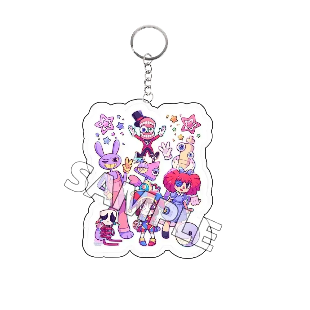 Acrylic keychain tadc cartoon character finished goods featuring colorful transparent pink purple and blue hues with stars