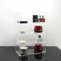 Clear acrylic four-tiered dustproof stackable makeup organizer for cosmetic storage and display