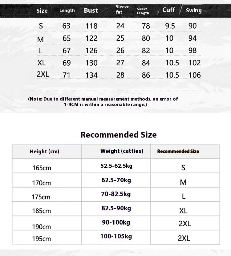 Size chart for bomber jacket removable fur collar plus size displaying measurements in centimeters and recommended sizes based on height and weight.
