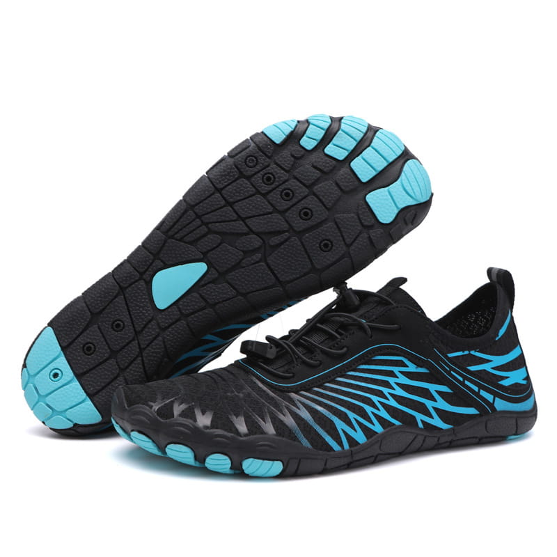 Breathable non slip quick dry water sports shoes in white and blush pink with a mesh upper and segmented rubber sole