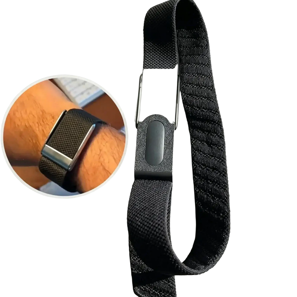 Black woven fabric adapter bracket frame for fitbit air with sleek metallic clasp and magnetic closure for whoop 5.0