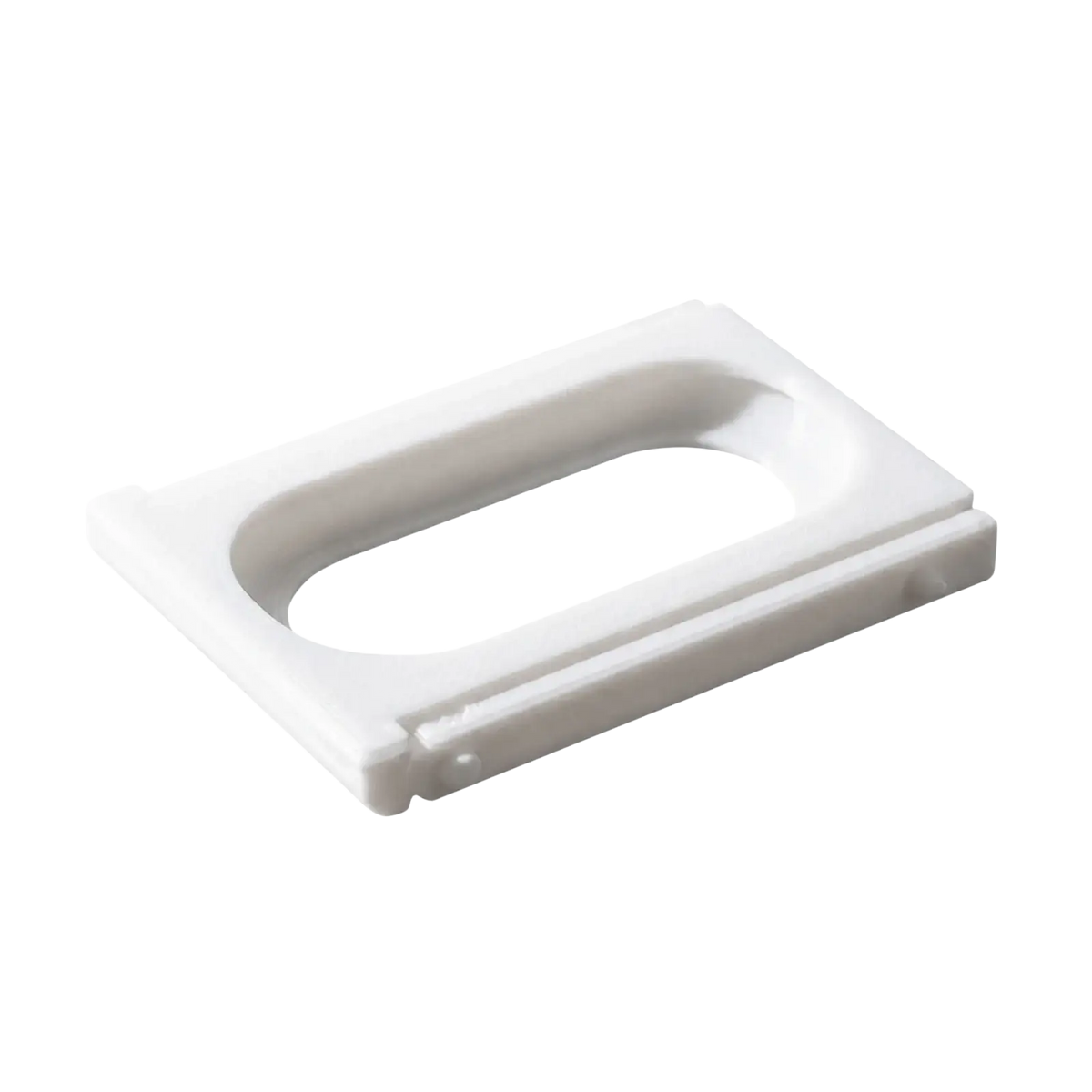 White plastic adapter bracket frame with oval cutout and glossy finish for fitbit air to whoop 5.0 conversion