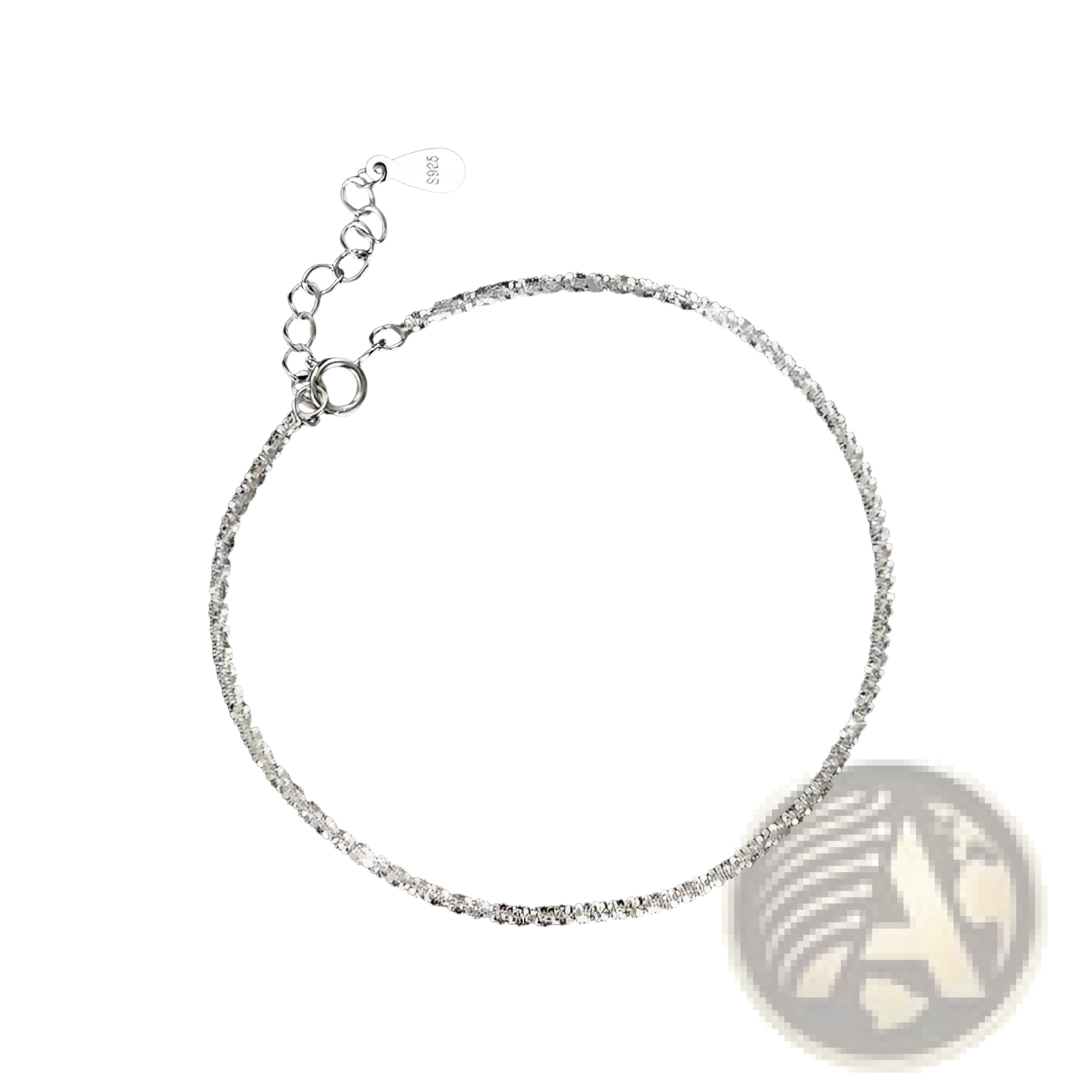 A delicate adjustable 925 silver anklet adorned with a continuous line of sparkling clear crystals