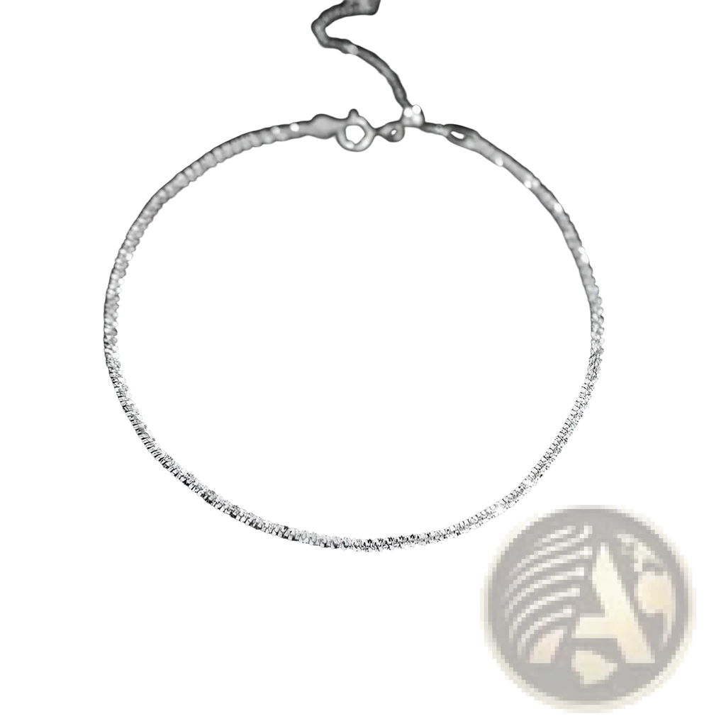 A delicate adjustable 925 silver sparkling crystal anklet with a fine chain and tiny embedded crystals catching light