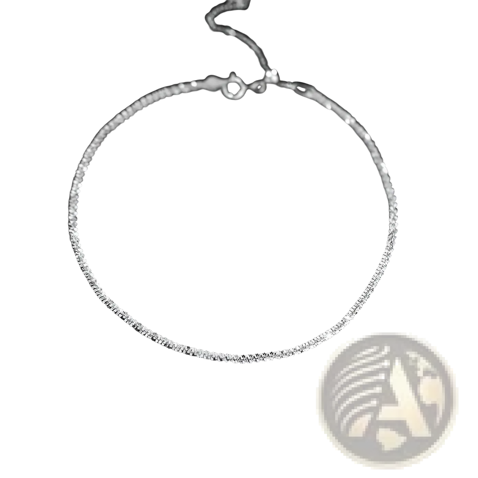 A delicate adjustable 925 silver sparkling crystal anklet with a fine chain and tiny embedded crystals catching light