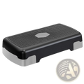 Adjustable aerobic fitness stepper in black and silver with a textured patterned top surface supporting 200kg load