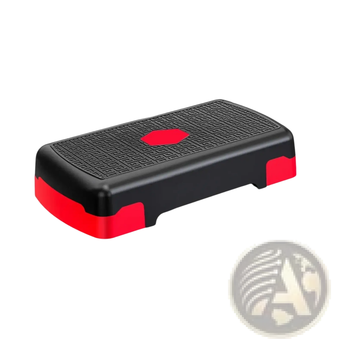 Adjustable aerobic fitness stepper in black and red with textured grip surface supporting 200kg load capacity