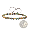 Adjustable African turquoise braided leather bracelet with faceted turquoise and gold-toned beads on dark brown cord
