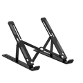 Black adjustable aluminum laptop stand with sleek foldable design and matte finish ergonomic holder