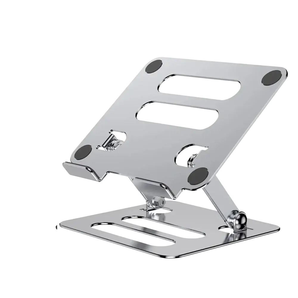 Magnpeter silver metallic adjustable aluminum tablet and phone stand with customizable height and angle for iPads and phones