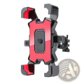 Adjustable bicycle phone mount 360 rotatable in red and black with textured grip area for secure motorcycle use