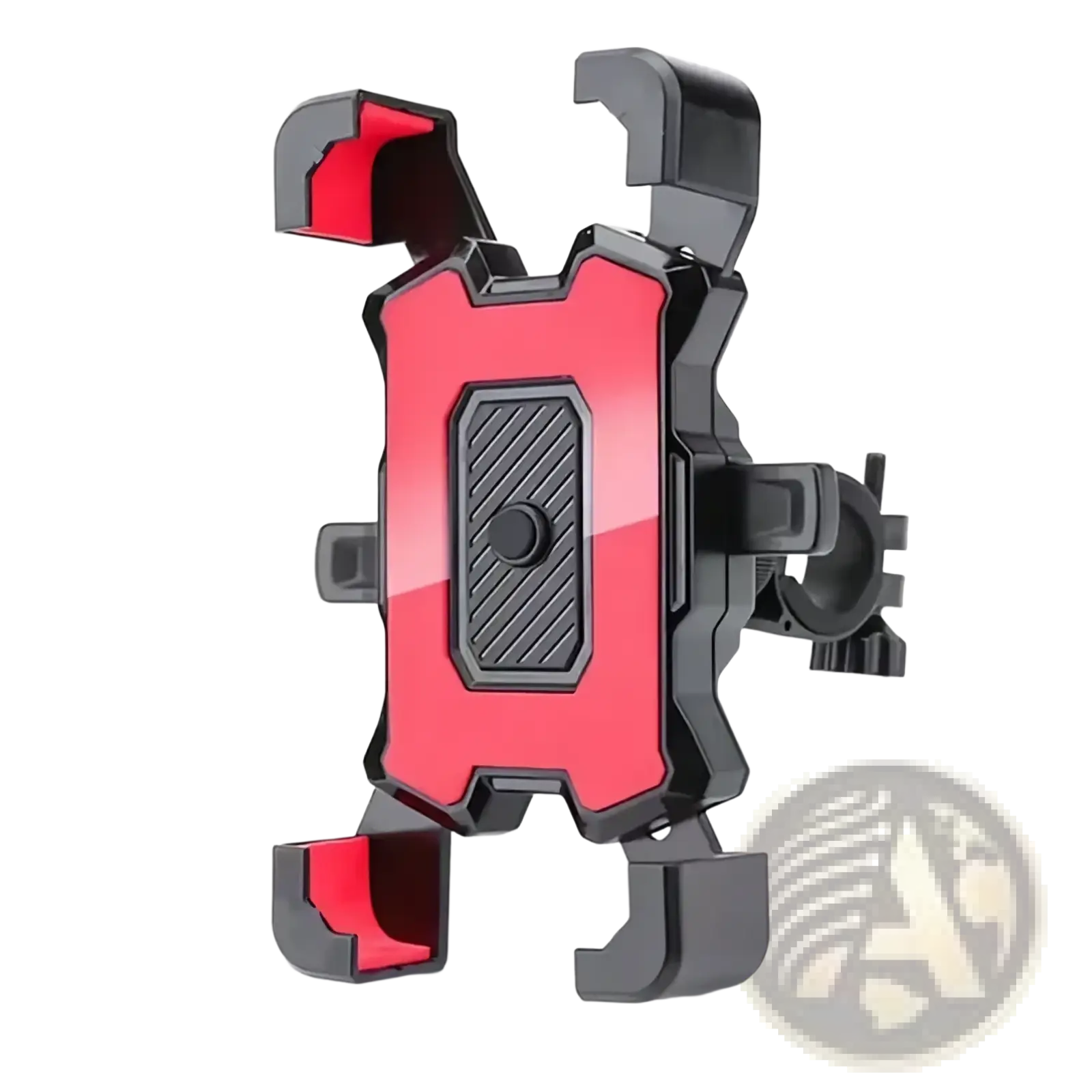 Adjustable bicycle phone mount 360 rotatable in red and black with textured grip area for secure motorcycle use