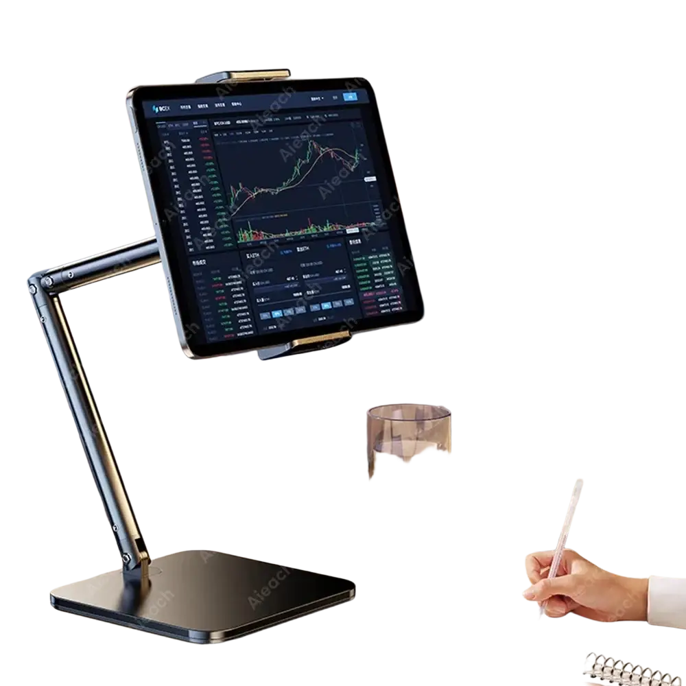 Black adjustable desktop holder providing stable support for 4.7-13 inch smartphones and inch devices