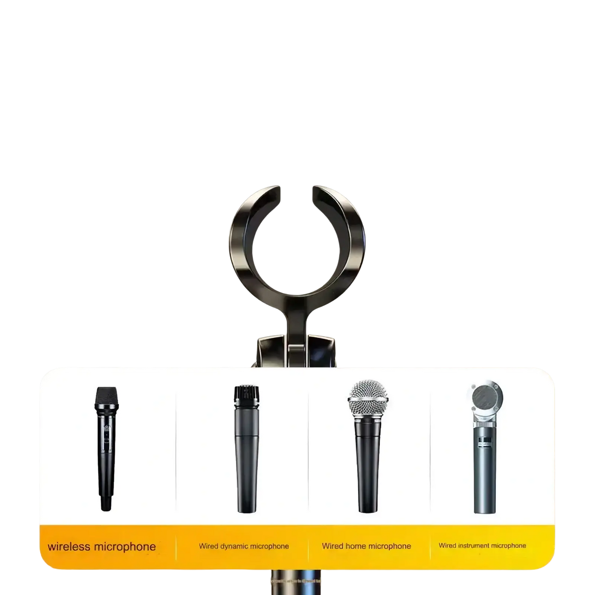 Black abs elastic chuck with universal fit for microphones up to 26mm on adjustable desktop microphone stand holder