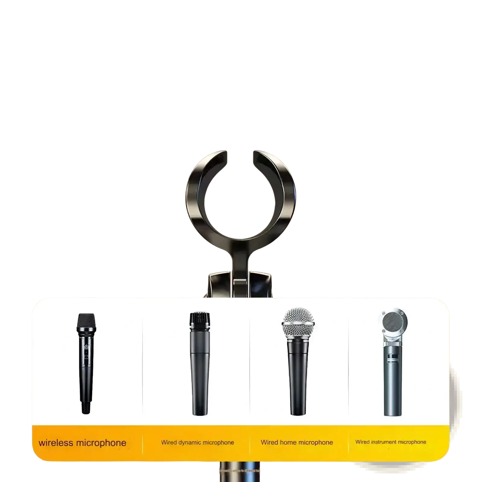 Black abs elastic chuck with universal fit for microphones up to 26mm on adjustable desktop microphone stand holder
