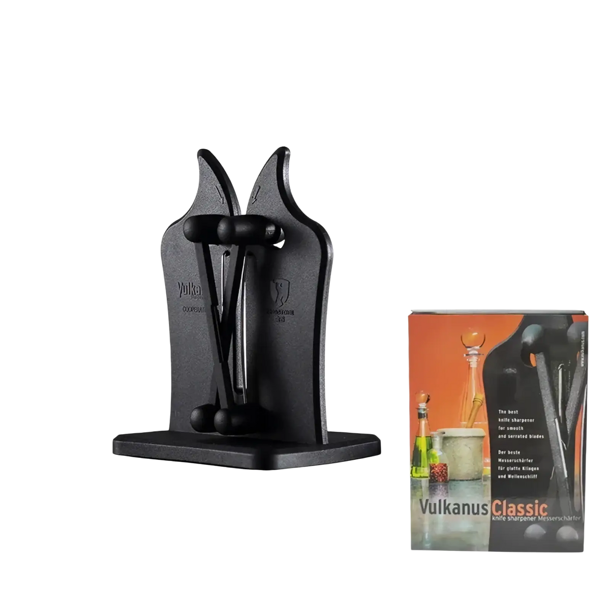 Black vulcanus adjustable dual slot knife sharpener with sturdy base for efficient sharpening and durability