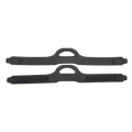 Black adjustable fin strap made of tpr material with textured grip surfaces and central d-shaped handles for quick release