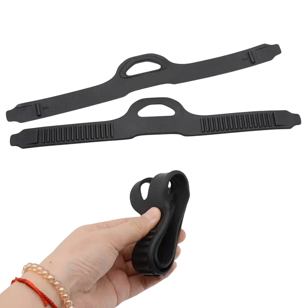 Black adjustable fin strap made of durable tpr material with textured grip straps and quick release handles